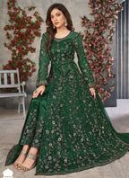 Vegaa Fashion Green Net Embroidered Anarkali Suit | Grocsy