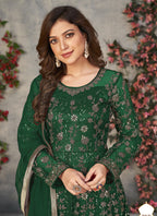 Vegaa Fashion Green Net Embroidered Anarkali Suit | Grocsy
