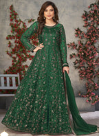 Vegaa Fashion Green Net Embroidered Anarkali Suit | Grocsy