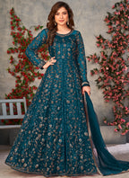 Vegaa Fashion Rama Net Embroidered Anarkali Suit | Grocsy