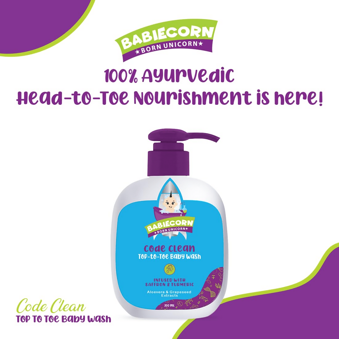 Babiecorn 3 in 1 Baby Top-to-Toe Body Wash | Grocsy