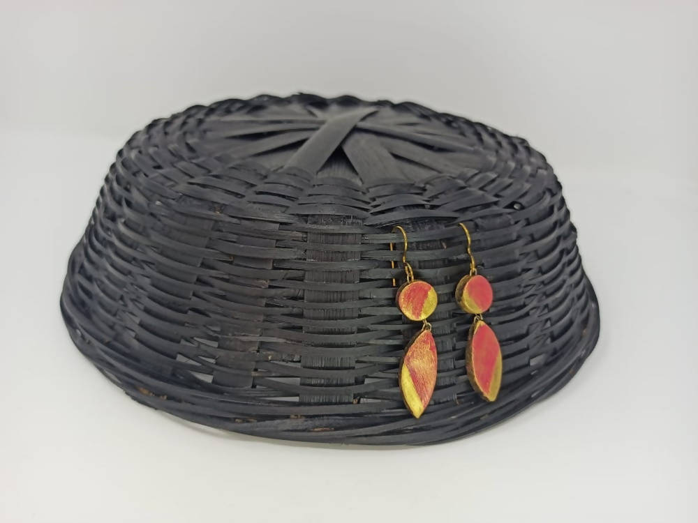 Terracotta Golden Pink Ear Hangings | Grocsy