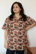 Earthyweaves Brown Kalamkari Cotton Shirt for Men & Women | Grocsy