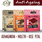 Luxura Sciences Natural Skin Care for Anti Ageing Set - Ashwagandha + Mulethi + Rose | Grocsy