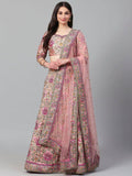 Tulsi Art Peach & Golden Semi-Stitched Myntra Bridal Lehenga & Unstitched Blouse With Dupatta | Grocsy