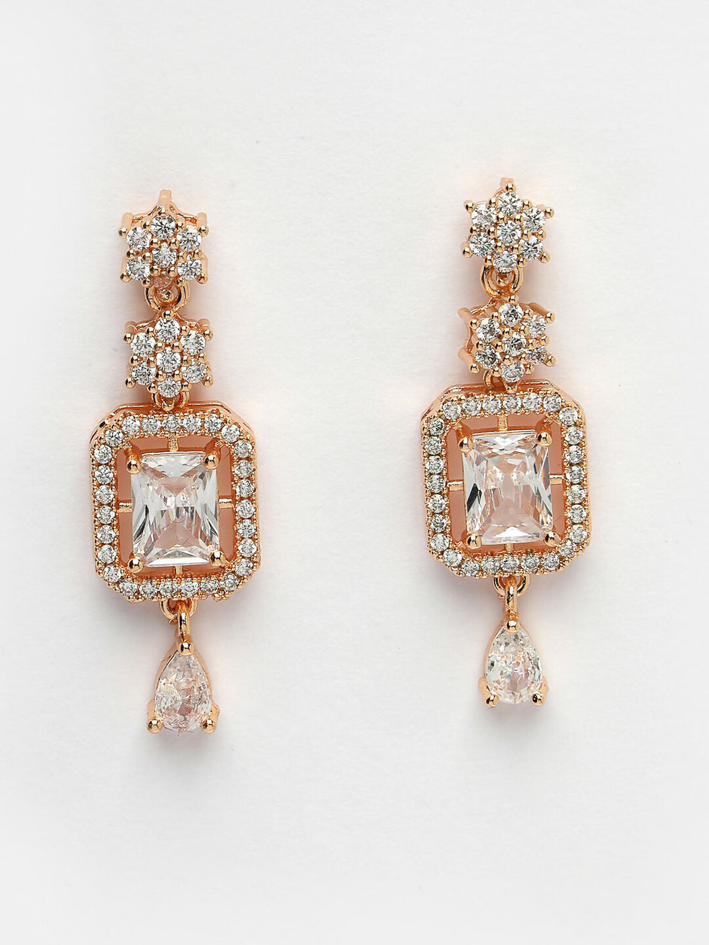 NVR Women's Gold-Polished American Diamond Studded Handcrafted Jewellery Set | Grocsy