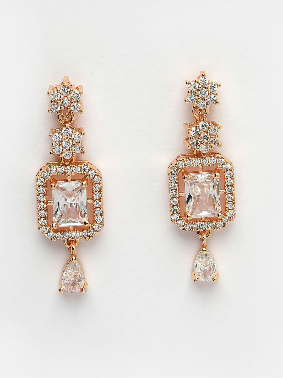 NVR Women's Gold-Polished American Diamond Studded Handcrafted Jewellery Set | Grocsy