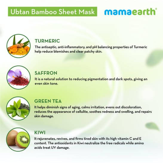 Mamaearth Ubtan Bamboo Sheet Mask with Turmeric & Saffron | Grocsy