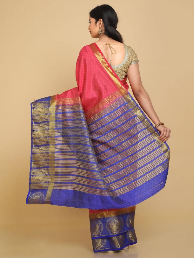 Kalamandir Bnarasi Silk Blend Pink Pashmina Saree | Grocsy