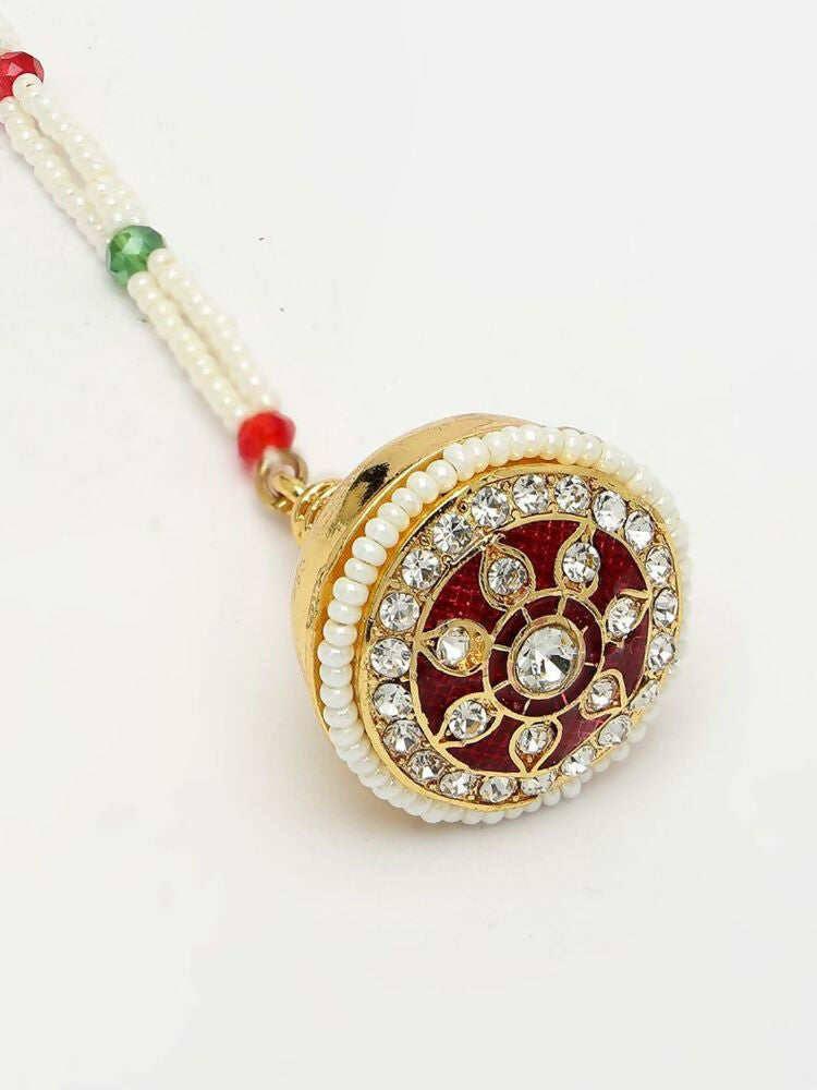 NVR Women Gold Plated CZ Stone Borla Maang Tikka | Grocsy