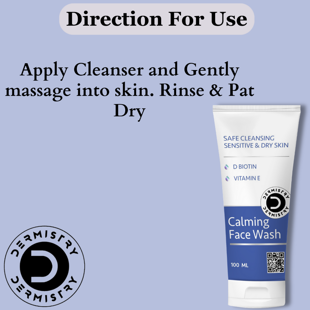 Dermistry Sensitive & Dry Skin Care Calming Soothing Face Wash Safe Cleansing D Biotin & Vitamin E | Grocsy