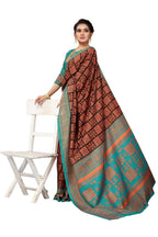 Vamika Brown Printed Art Silk Saree | Grocsy
