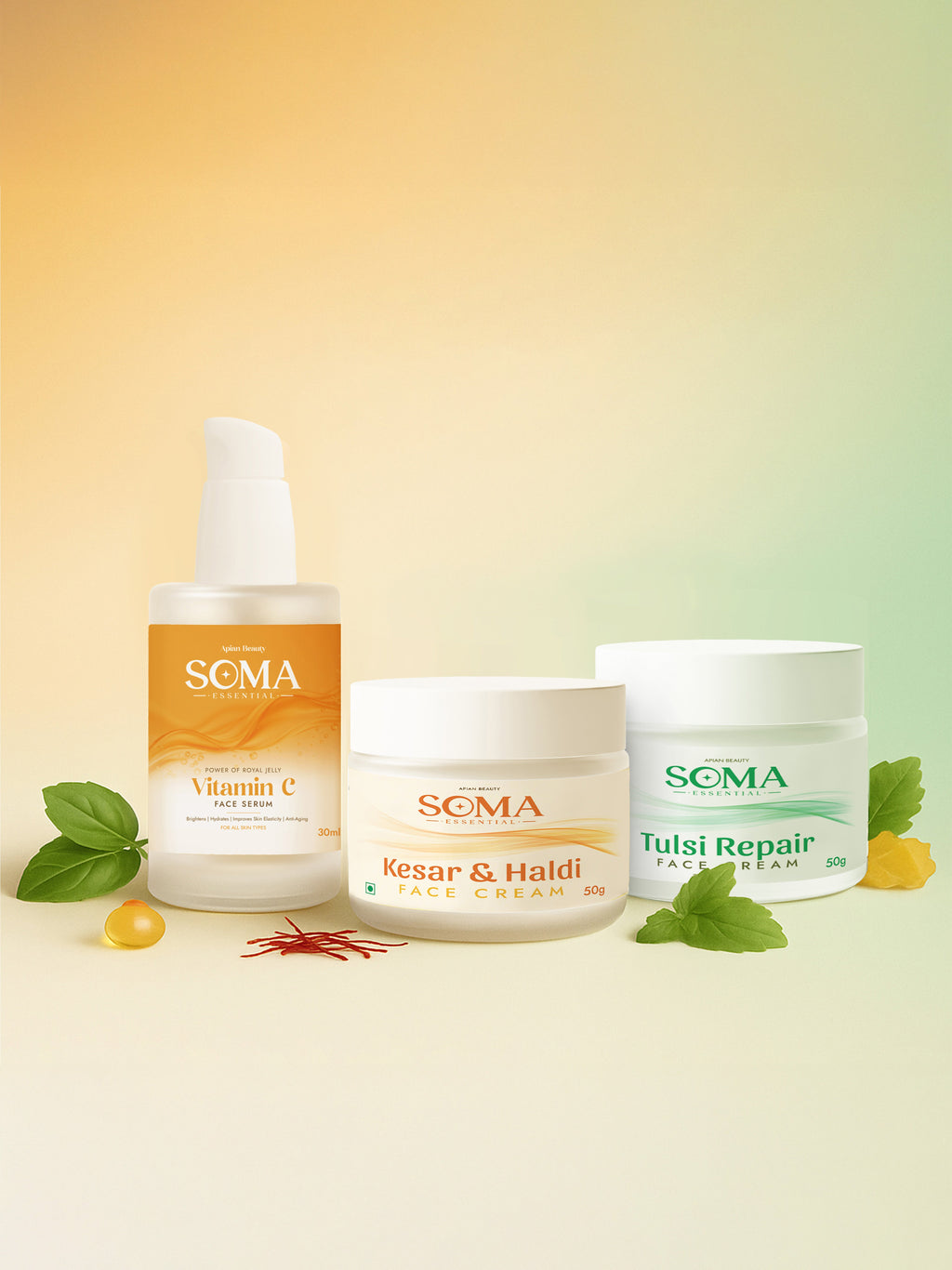 Soma Essential Apian Beauty Ritual- 3 step Skin Care Kit For AM & PM Routine | Grocsy