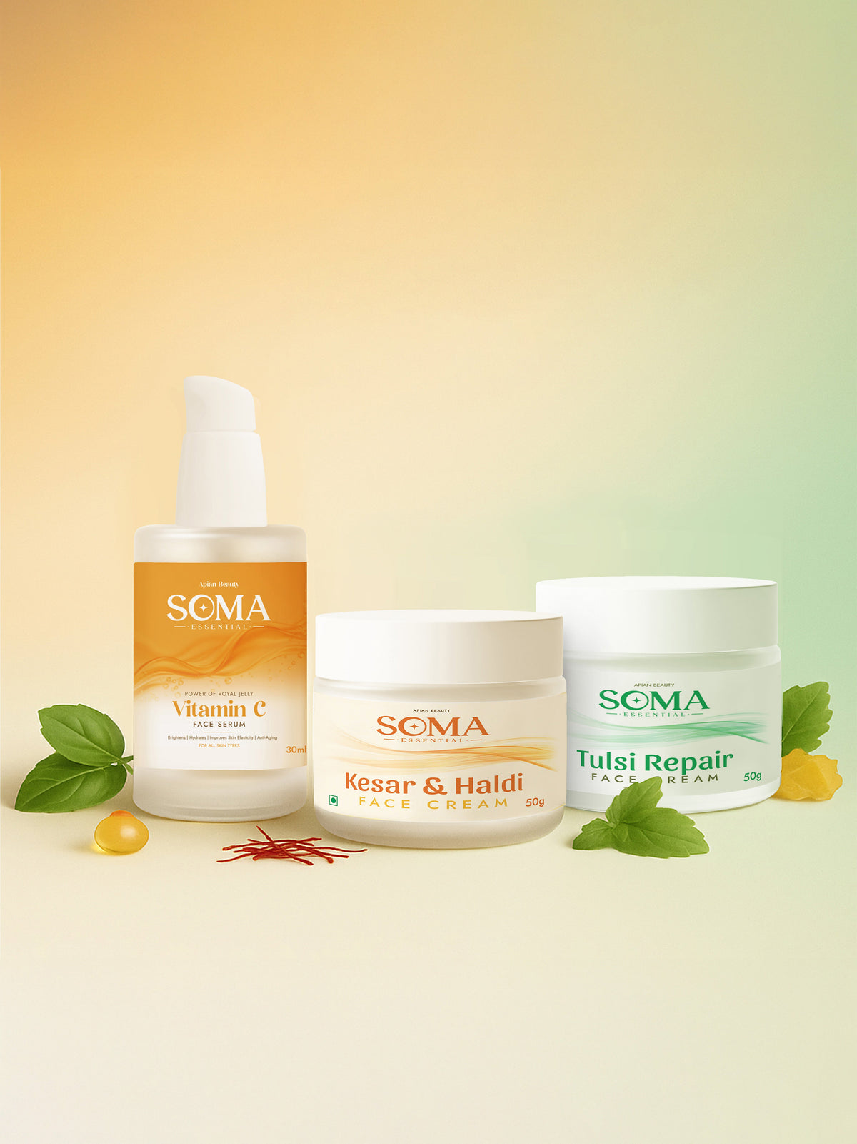 Soma Essential Apian Beauty Ritual- 3 step Skin Care Kit For AM & PM Routine | Grocsy