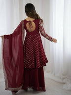 Teeya Creation Maroon Color Embroidery Work Wedding Wear Salwar Suit | Grocsy
