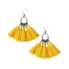 Tiaraa Yellow Alloy Tassel Ethnic Fashion Earrings