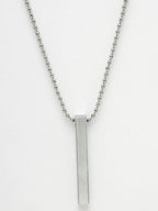 NVR Men's Silver Rhodium Plated Bar Pendant & Chain | Grocsy