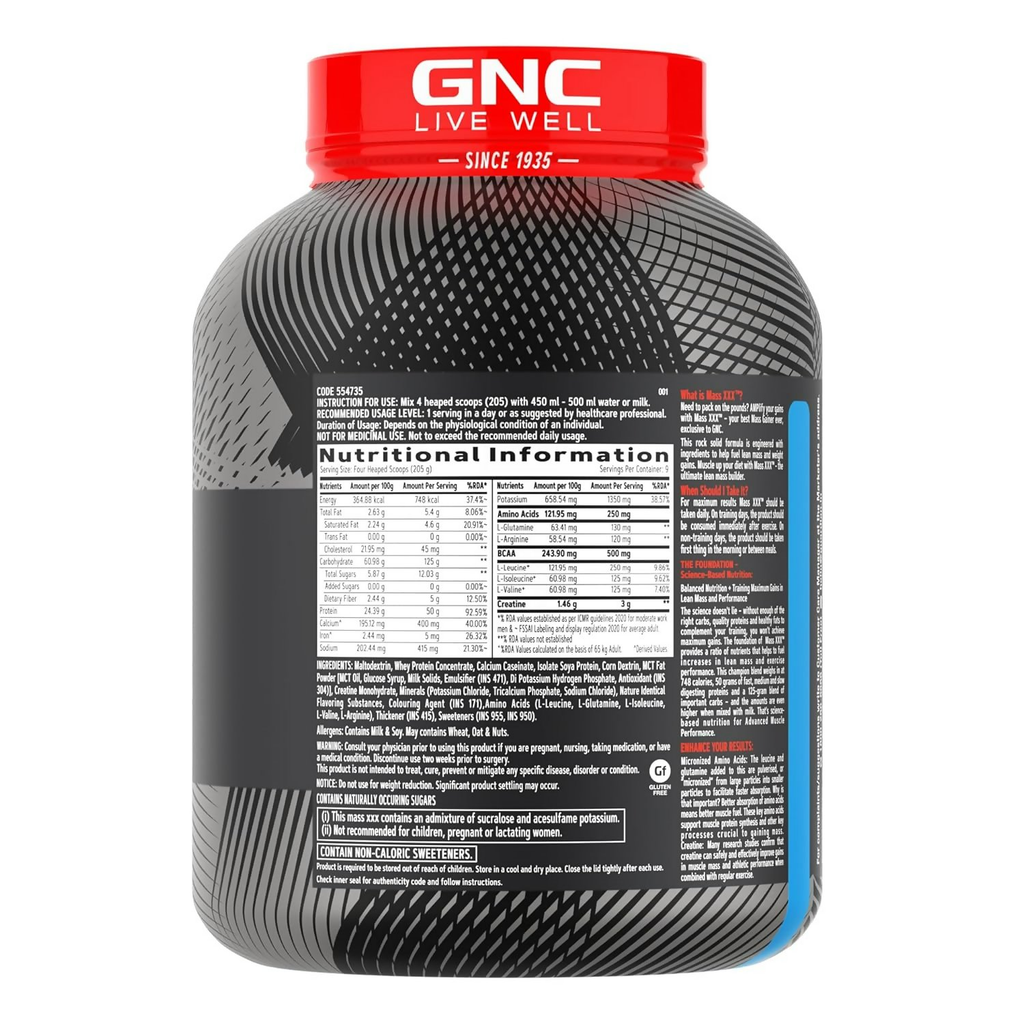 GNC AMP XXX Mass Gainer Boosts Lean Muscle Gains Flavour Vanilla | Grocsy