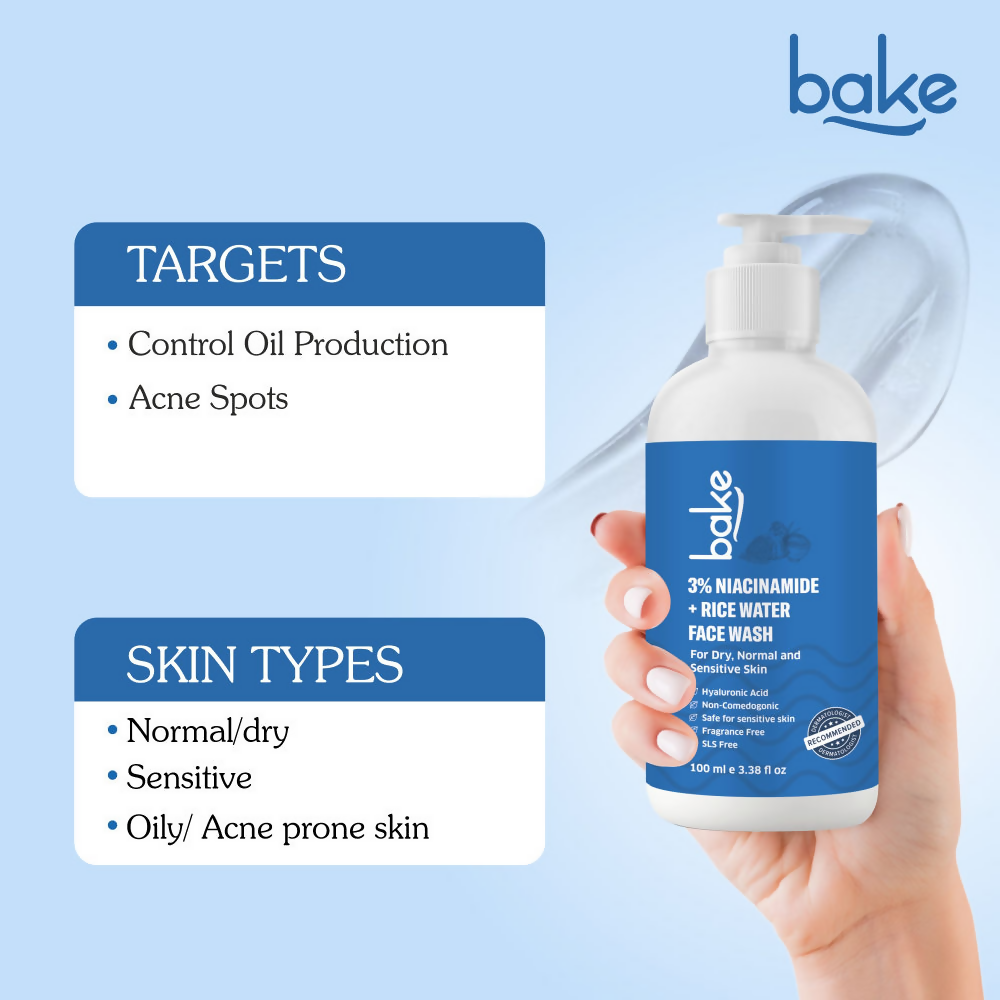 Bake 3% Niacinamide Face Wash with Rice Water | Grocsy