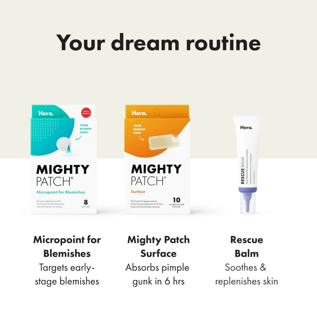 Mighty Patch Surface - Hydrocolloid Large Acne Pimple Patches Spot Treatment for Body and Larger Breakouts on Cheek, Forehead, Chin | Grocsy