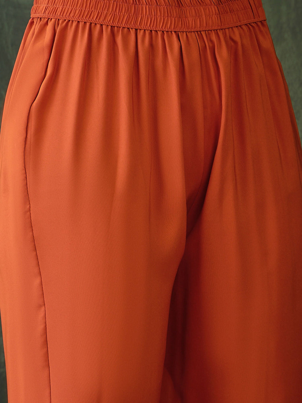 The52 Women's Gorgeous Rayon Embroidery Straight Kurta with Pant And Dupatta Set-Orange | Grocsy
