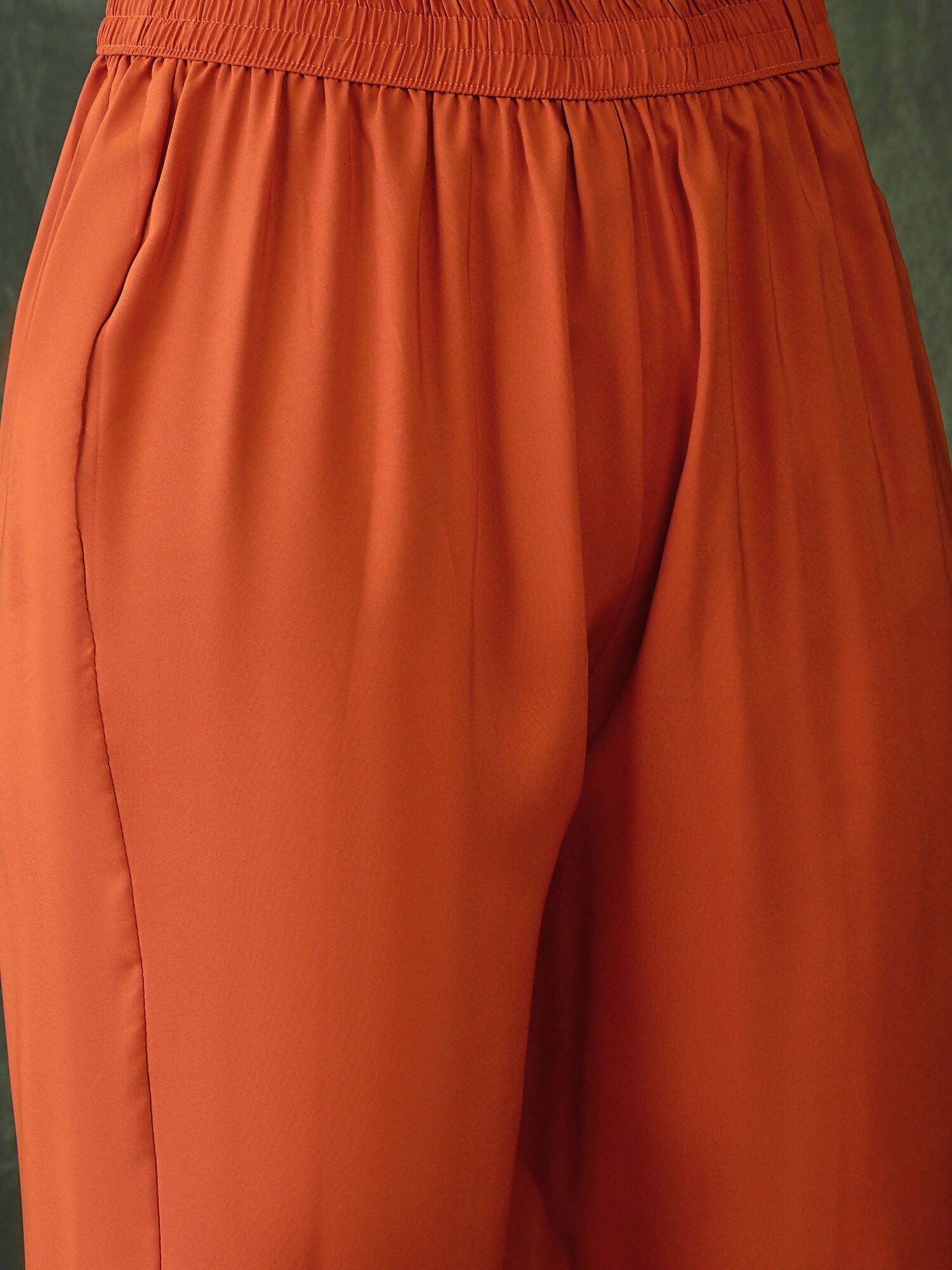 The52 Women's Gorgeous Rayon Embroidery Straight Kurta with Pant And Dupatta Set-Orange | Grocsy