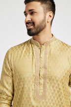 Ethnic India Green Men's Kurta Woven Design Polyester | Grocsy
