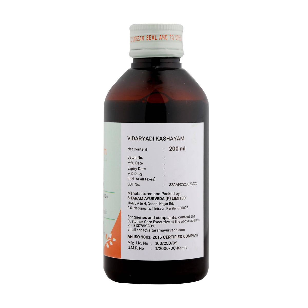 Sitaram Ayurveda Vidaryadi Kashayam Syrup | Grocsy