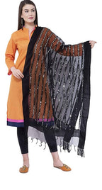 Mominos Fashion Black Orgenza Mirror Stripe Dupatta | Grocsy