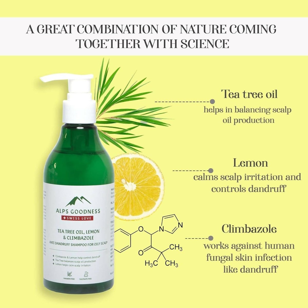 Alps Goodness Tea Tree Oil, Lemon & Climbazole Anti-Dandruff Shampoo | Grocsy