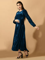 Myshka Women's Blue Fit and Flare Party Dress | Grocsy