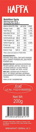 Happa Organic Baby Food Sprouted Ragi, Carrot and Beetroot Porridge Mix-Stage 2 | Grocsy