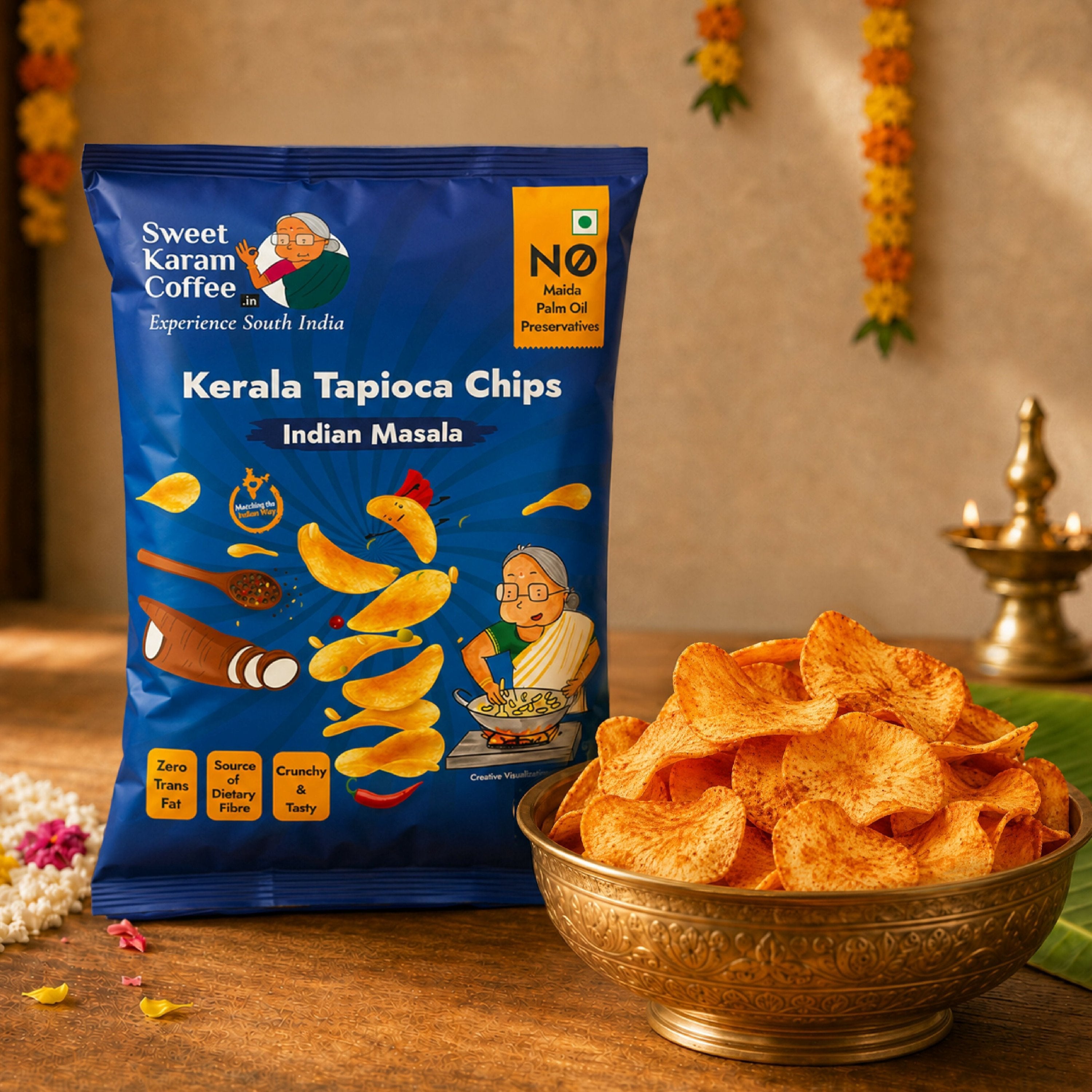 Sweet Karam Coffee Indian Masala Tapioca Chips | Grocsy