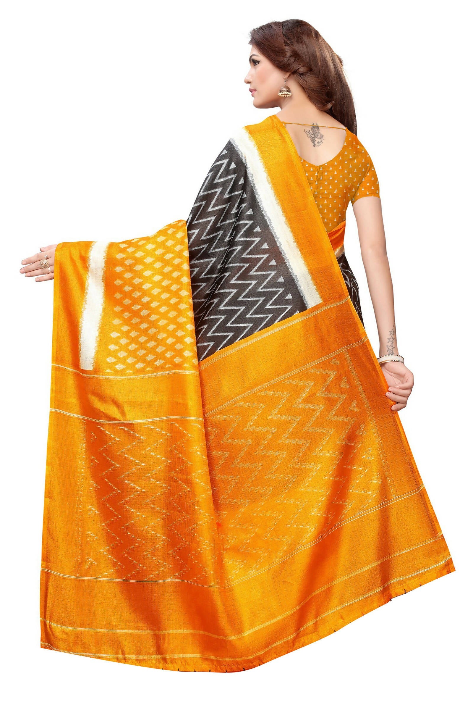 Vamika Mustard Kalamkari With Jhalar Khadi Silk Saree | Grocsy