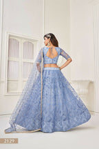 Eilara Women'S Blue Butterfly Net With Sequins And Embroidery Work Lehenga Choli For Party Wear | Grocsy