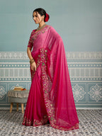 Teeya Creation New Exclusive Wedding Wear Georgette Saree-Pink | Grocsy