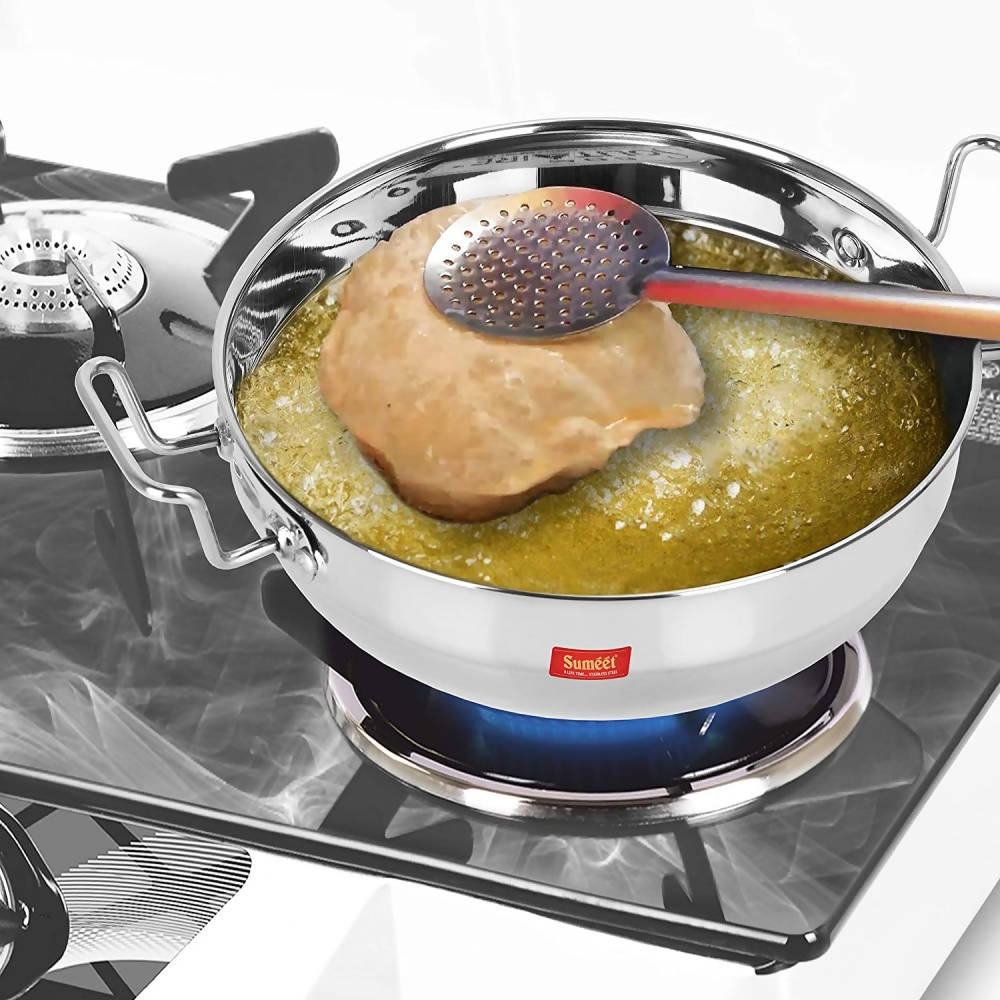 Sumeet Stainless Steel Kadhai Set with Lid and 5 Plates | Grocsy