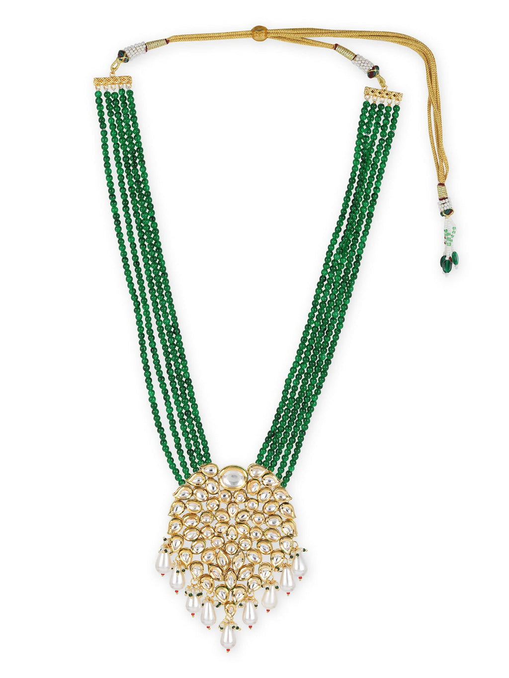 Gold-Toned Green Brass Gold-Polished Necklace - Ruby Raang | Grocsy