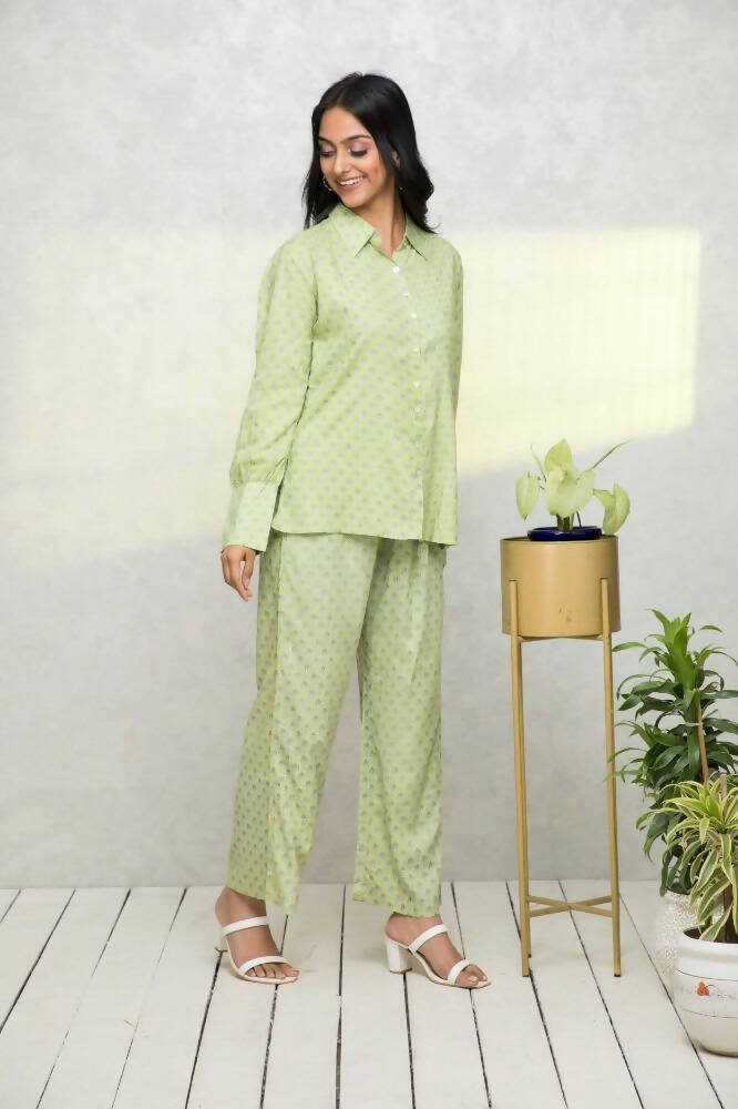 Myshka Women Green Printed Co-Ords | Grocsy