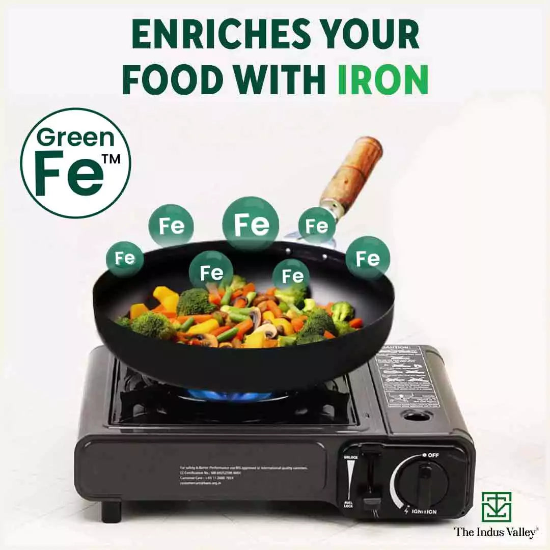 The Indus Valley 100% Pure Iron Cookware Set: Kadai+ Tawa+ Fry Pan, Toxin-free Sheet Iron, Pre-seasoned, Induction & Gas, Kitchen Set for Home, Tadka Pan | Grocsy