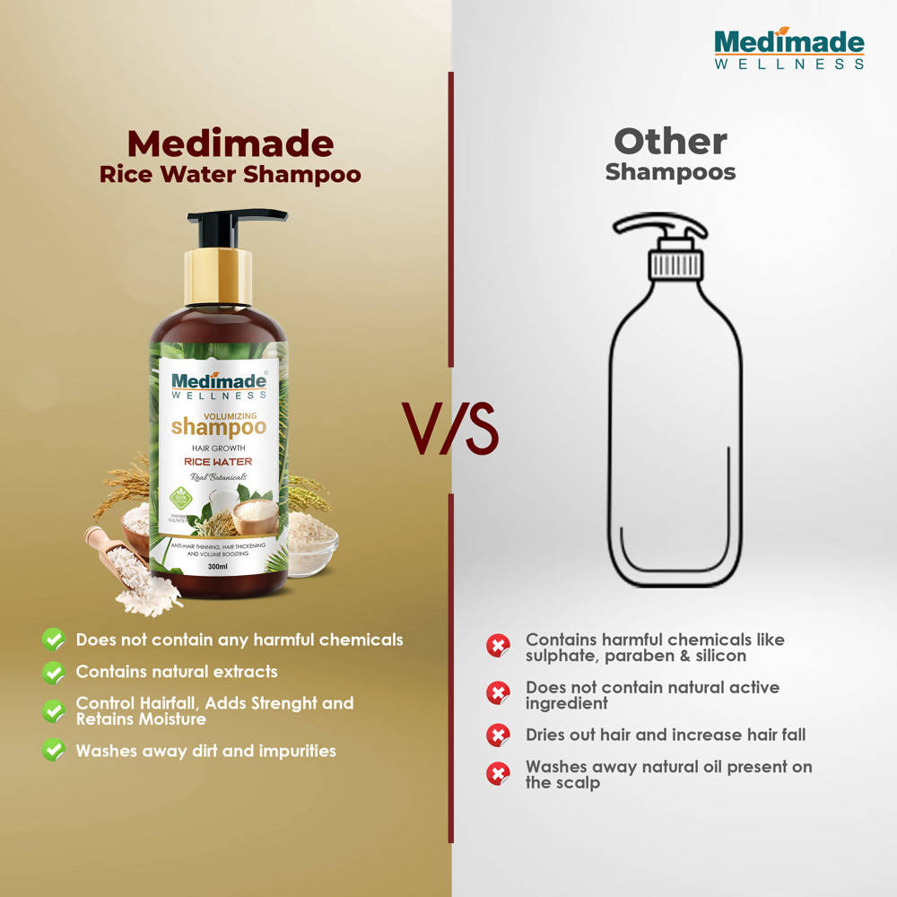 Medimade Wellness Volumizing Hair Growth Rice Water Shampoo | Grocsy