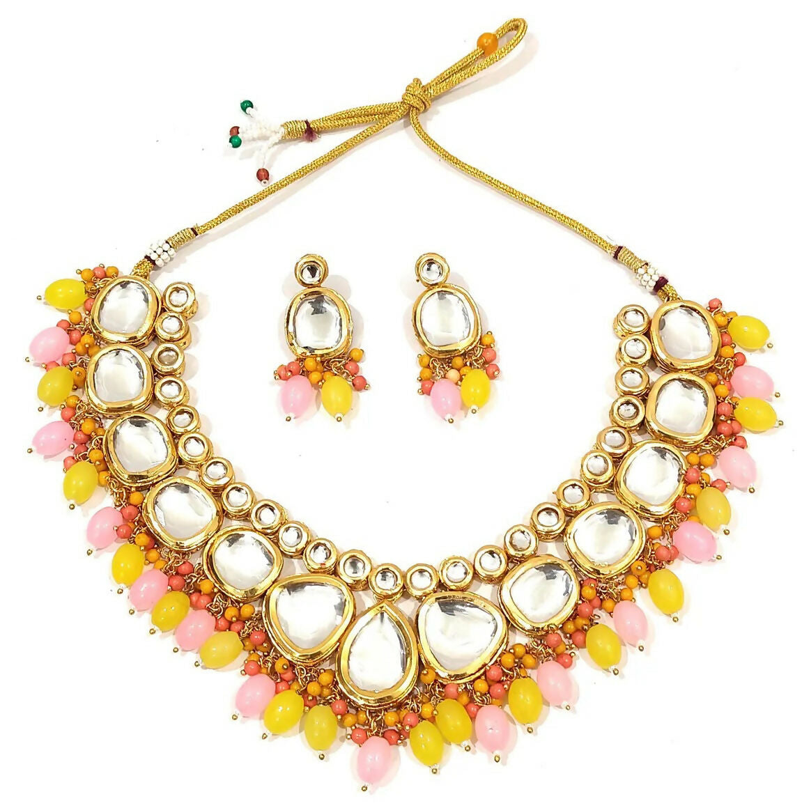 Joban Fashion Hand Made High Quality Gold Plated Base Metal Alloy Kundan Stone Studded Kundan Jewellery Set | Grocsy