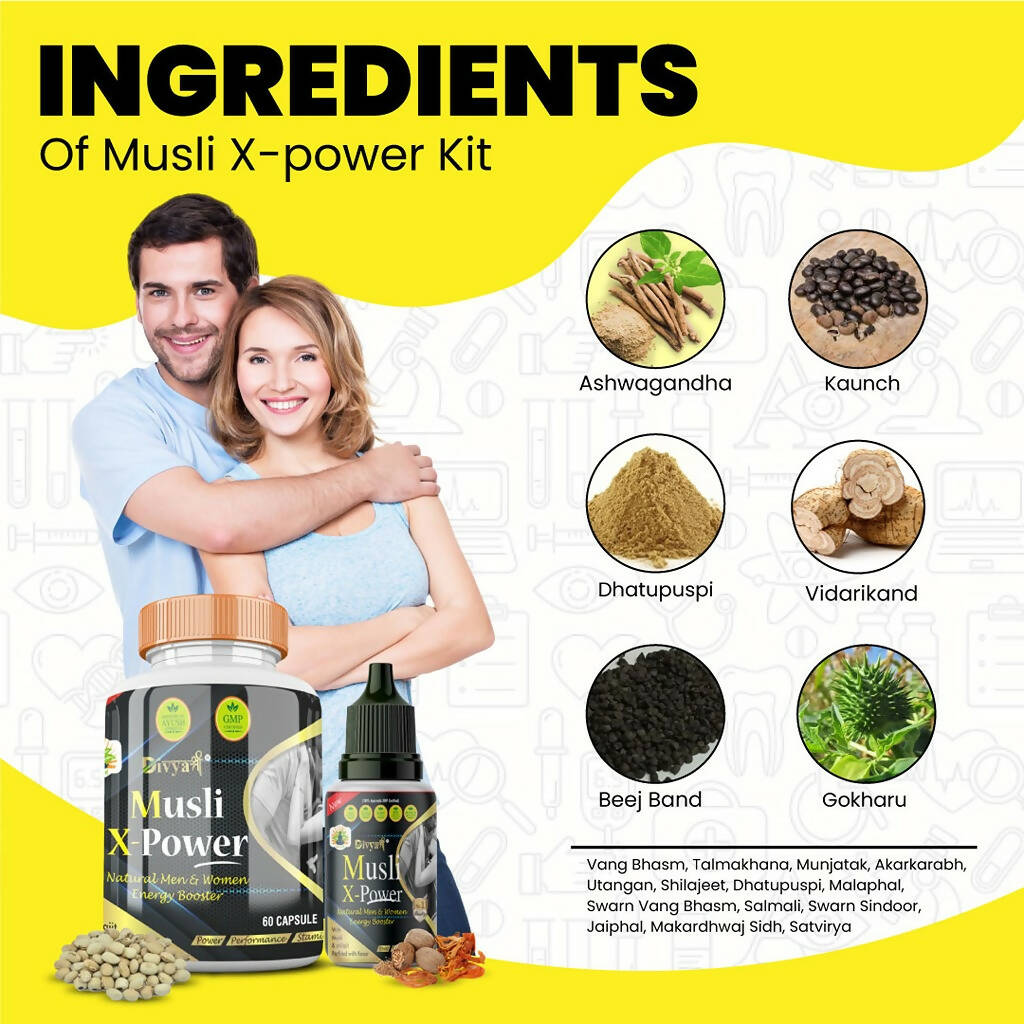 Divya Shree Musli X-Powder Capsule & Musli X-Power Oil Combo | Grocsy