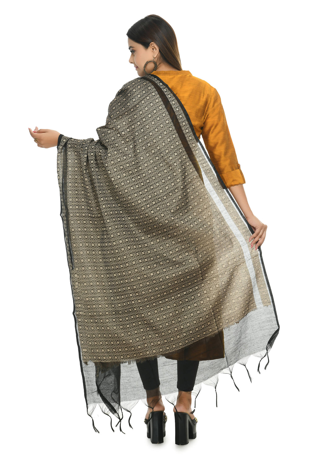 Mominos Fashion Moeza Beautiful Handloom Cotton Black Dupatta | Grocsy