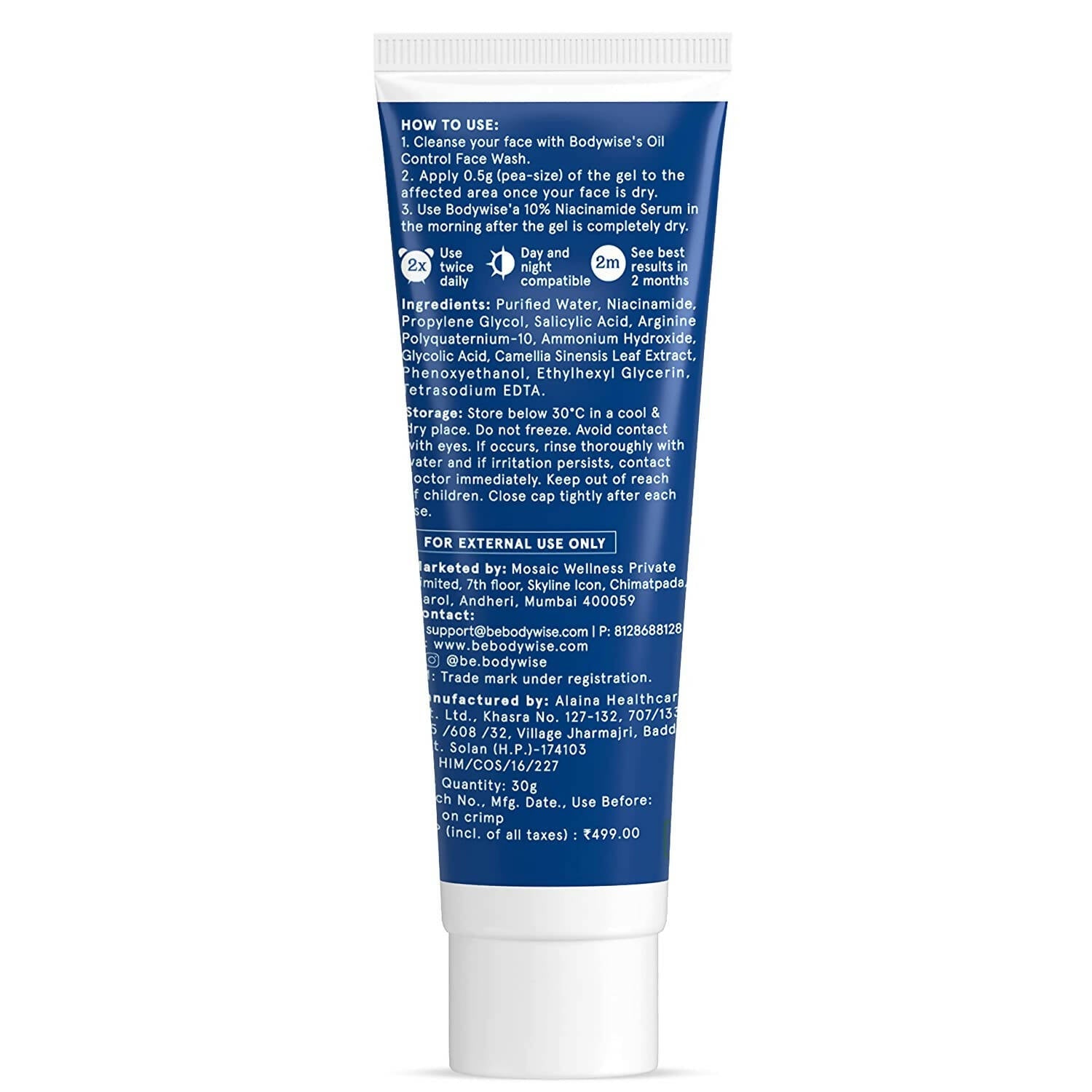 BeBodywise 2% Salicylic Acid Gel for Reduces Acne Breakouts & Spots | Grocsy