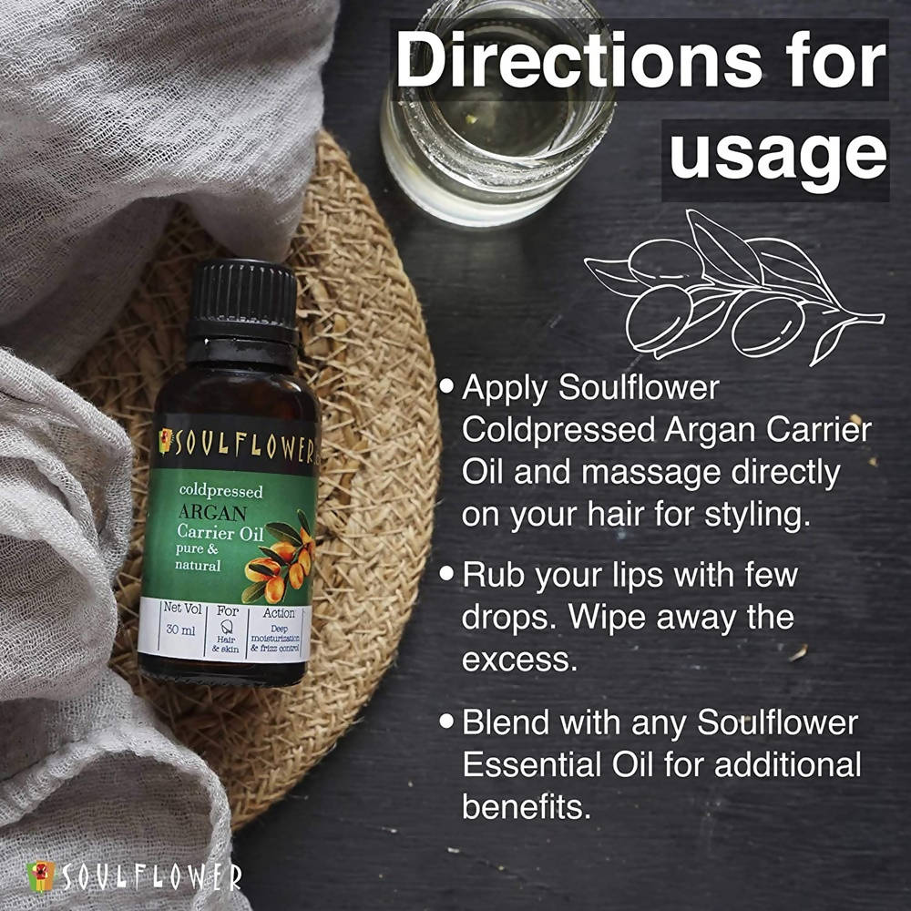 Soulflower Cold Pressed Argan Carrier Oil Pure & Natural | Grocsy