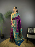Joban Fashion Blue Butti Banarasi Silk Sarees | Grocsy