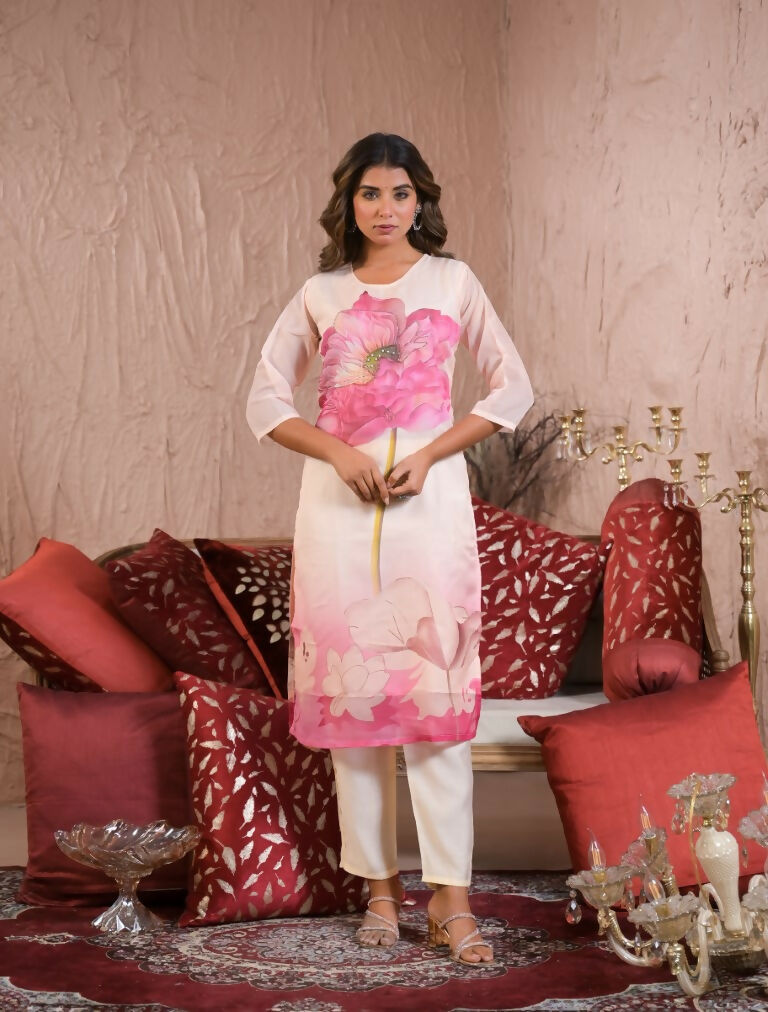 Ethnic Festive Wear Taby Silk White Stitched Suit With Dupatta - Tanisha | Grocsy