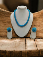 Inhanns Noor-E-Jalwa – Handmade Crystal Bead Necklace / Necklace With Earrings -Adjustable - Sky Blue | Grocsy
