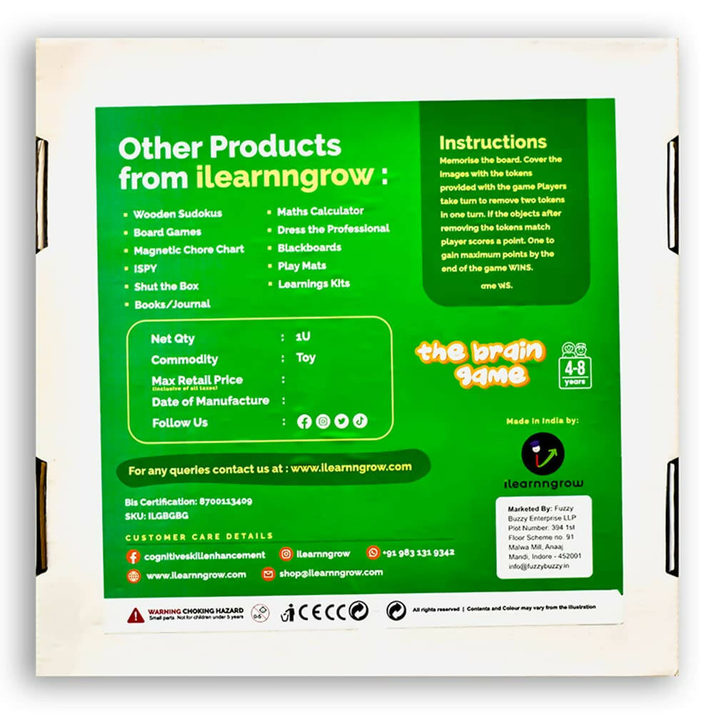 iLearnngrow Kid's Brain Board Game to Improve Memory and Observation Skills for Age 5 - 10 Years | Grocsy